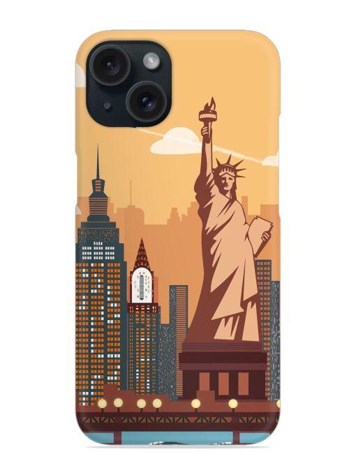 New York Statue Of Liberty Architectural Scenery Snap Case for Apple Iphone 15 Zapvi