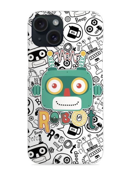 Robot Modern Seamless Pattern Snap Case for Apple Iphone 15 Zapvi