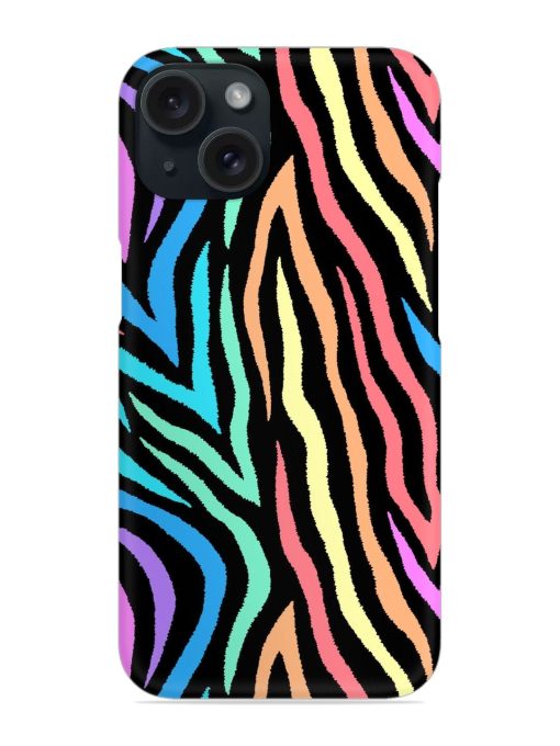 Colorful Abstract Zebra Snap Case for Apple Iphone 15 Zapvi