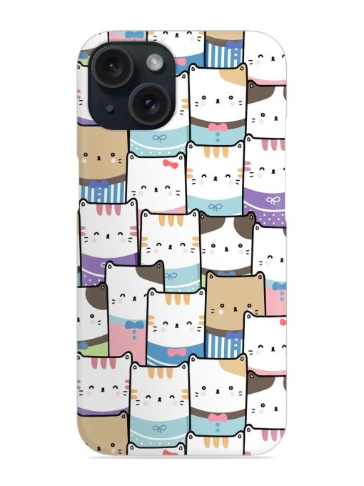 Cute Adorable Cat Snap Case for Apple Iphone 15 Zapvi