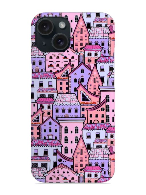 Seamless Pattern Houses Snap Case for Apple Iphone 15 Zapvi