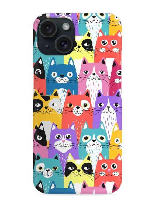 Funny Cartoon Cats Snap Case for Apple Iphone 15 Zapvi