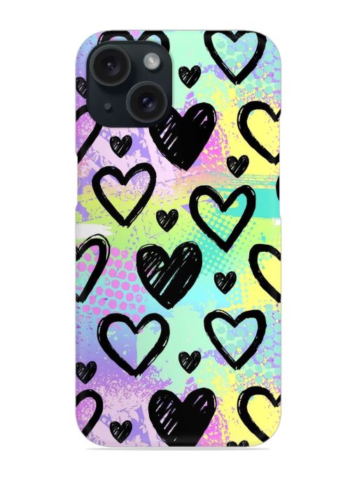 Bright Pattern Hearts Snap Case for Apple Iphone 15 Zapvi