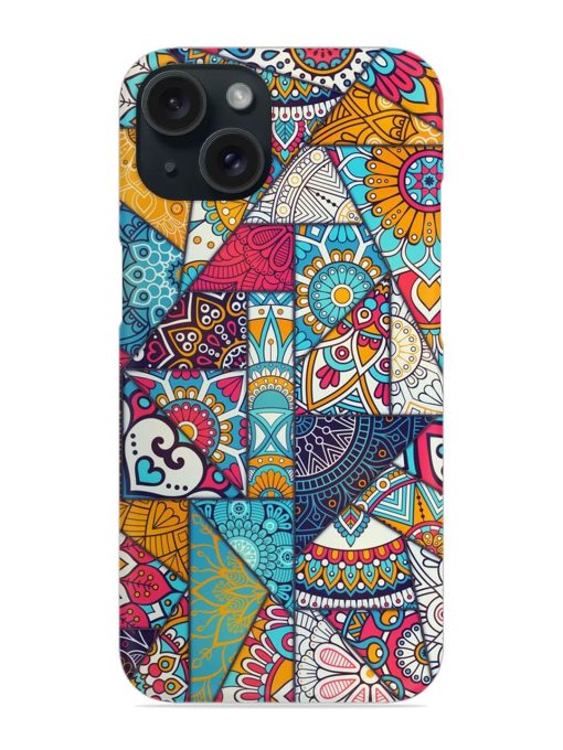 Patchwork Pattern Vintage Snap Case for Apple Iphone 15 Zapvi