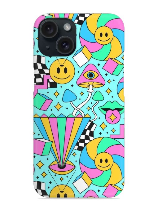 Trippy Rainbow 60S Snap Case for Apple Iphone 15 Zapvi