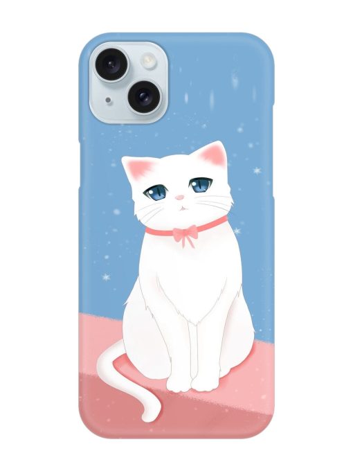 Cute White Cat Snap Case for Apple Iphone 15 Plus Zapvi