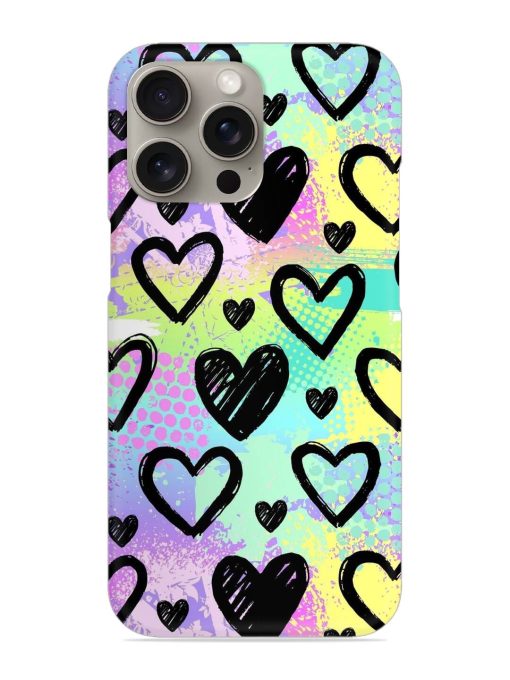 Bright Pattern Hearts Snap Case for Apple Iphone 15 Pro Zapvi