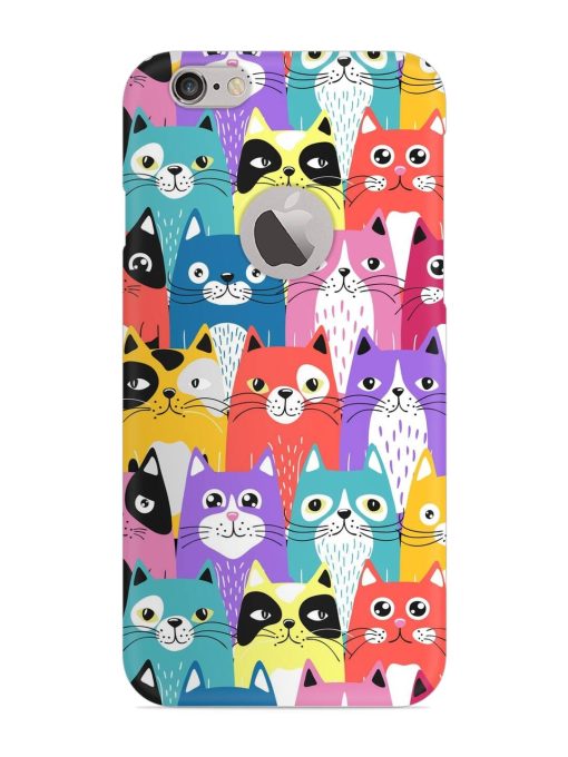 Funny Cartoon Cats Snap Case for Apple Iphone 6 (Logo Cut) Zapvi