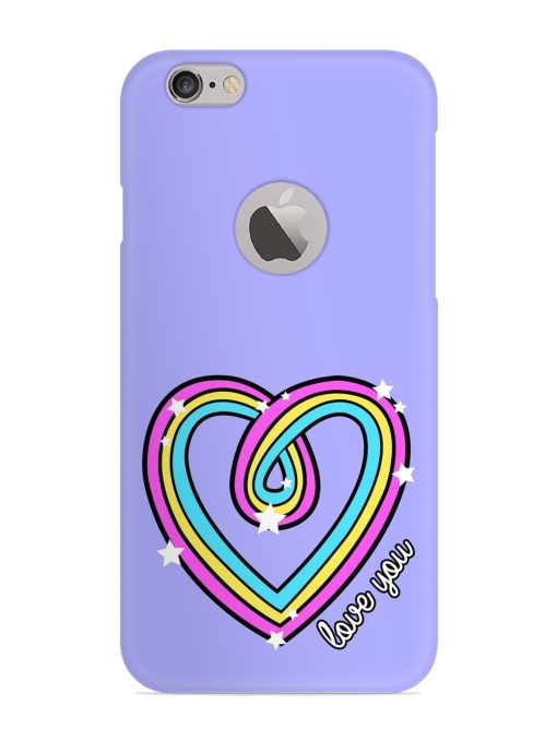 Colorful Rainbow Heart Snap Case for Apple Iphone 6 (Logo Cut) Zapvi