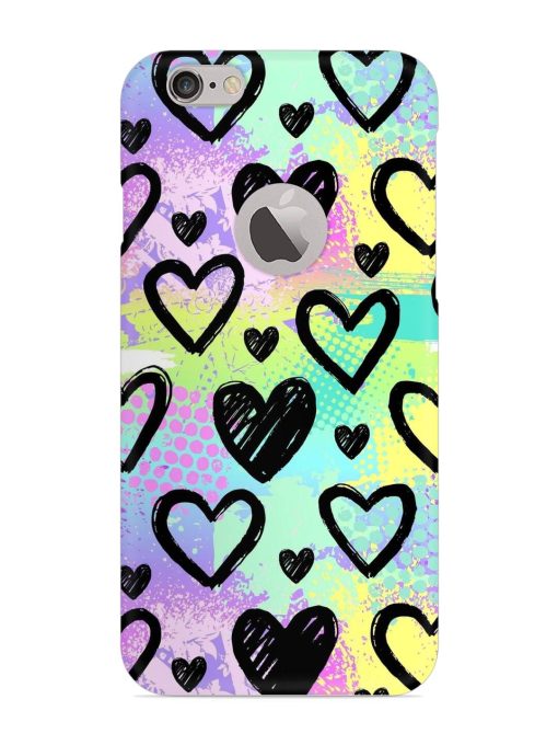 Bright Pattern Hearts Snap Case for Apple Iphone 6 (Logo Cut) Zapvi