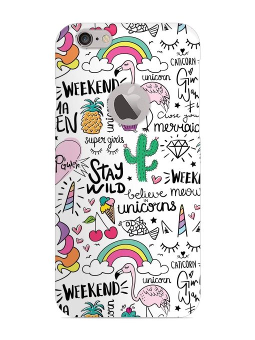 Unicorn Ice Cream Snap Case for Apple Iphone 6S (Logo Cut)