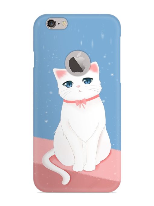 Cute White Cat Snap Case for Apple Iphone 6S (Logo Cut) Zapvi