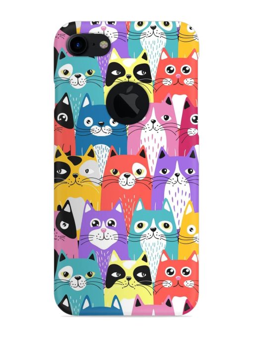 Funny Cartoon Cats Snap Case for Apple Iphone 7 (Logo Cut) Zapvi