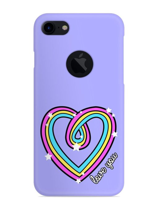 Colorful Rainbow Heart Snap Case for Apple Iphone 7 (Logo Cut)