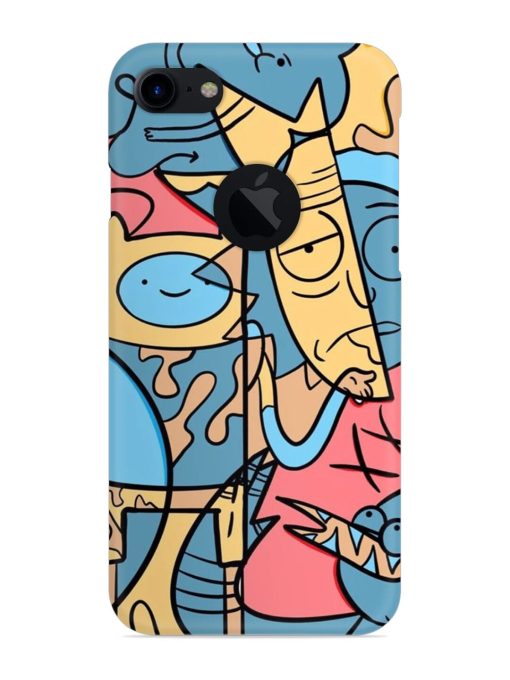 Silly Face Doodle Snap Case for Apple Iphone 7 (Logo Cut)