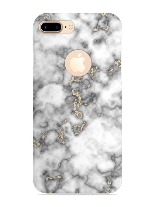 Gray And Gold Marble Snap Case for Apple Iphone 7 Plus (Logo Cut)