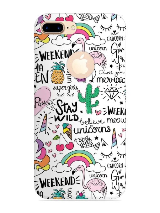 Unicorn Ice Cream Snap Case for Apple Iphone 7 Plus (Logo Cut)