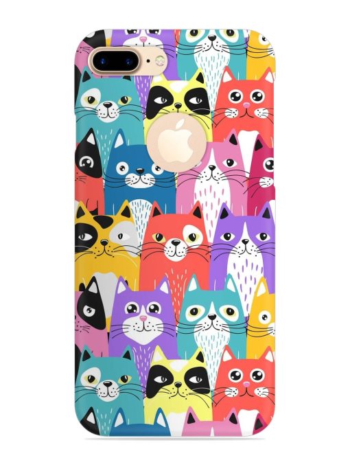 Funny Cartoon Cats Snap Case for Apple Iphone 7 Plus (Logo Cut)