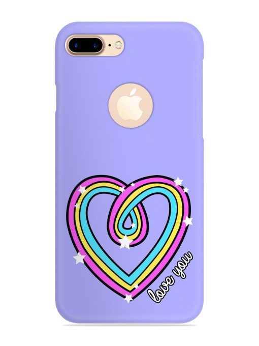 Colorful Rainbow Heart Snap Case for Apple Iphone 7 Plus (Logo Cut)