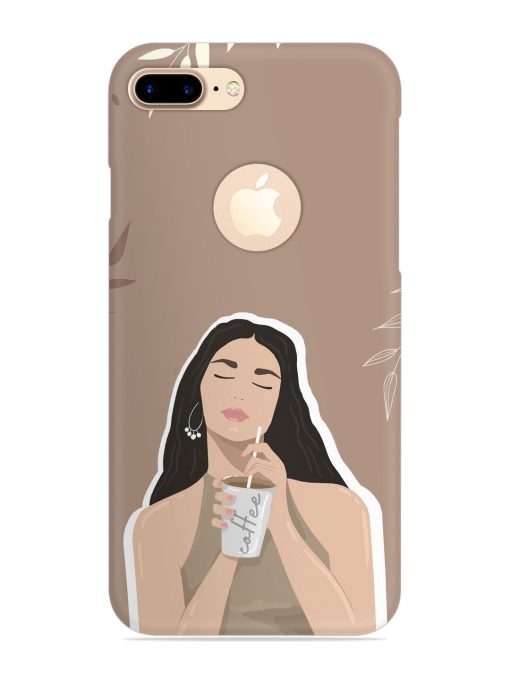 Girl With Coffee Snap Case for Apple Iphone 7 Plus (Logo Cut) Zapvi