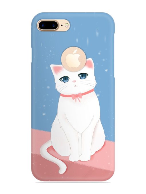 Cute White Cat Snap Case for Apple Iphone 7 Plus (Logo Cut) Zapvi