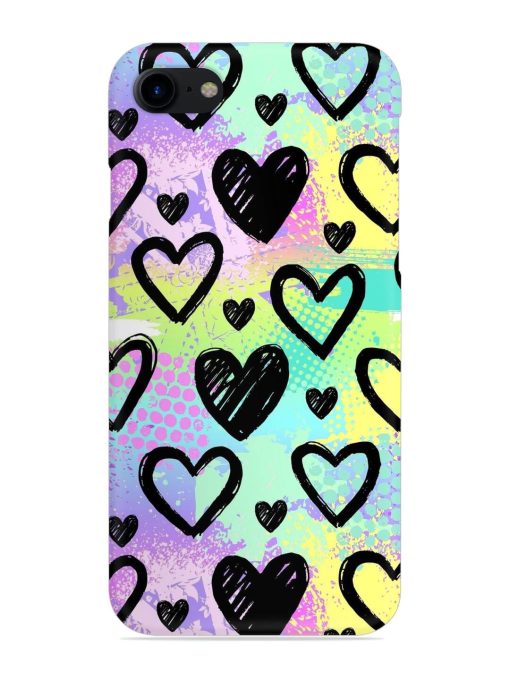 Bright Pattern Hearts Snap Case for Apple Iphone 8 Zapvi