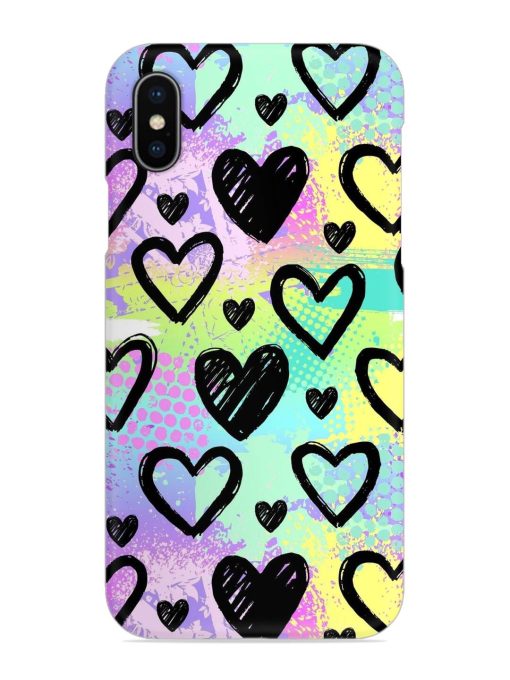 Bright Pattern Hearts Snap Case for Apple Iphone X