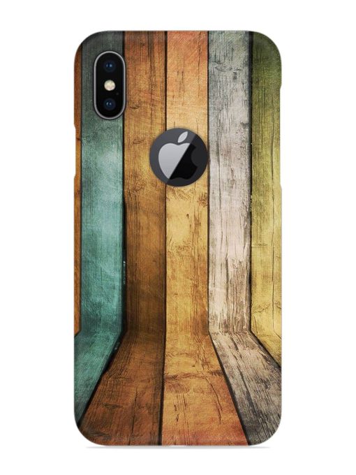 Wooden Realistic Art Snap Case for Apple Iphone X (Logo Cut) Zapvi