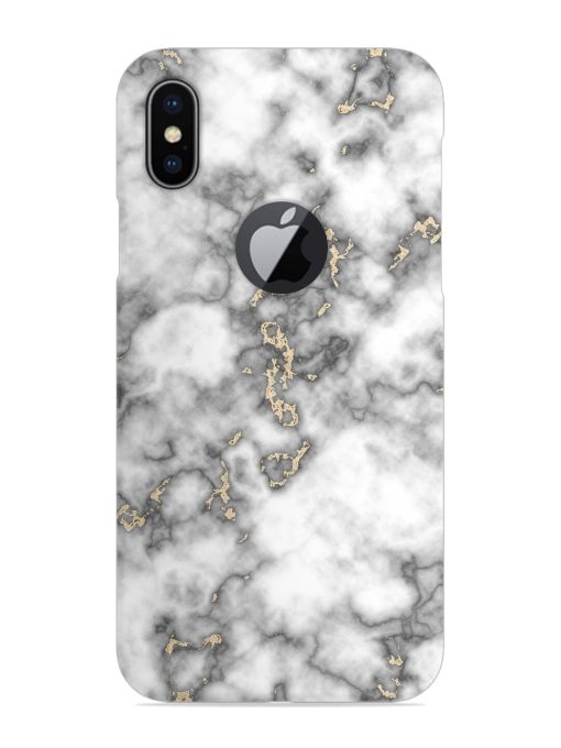 Gray And Gold Marble Snap Case for Apple Iphone X (Logo Cut) Zapvi