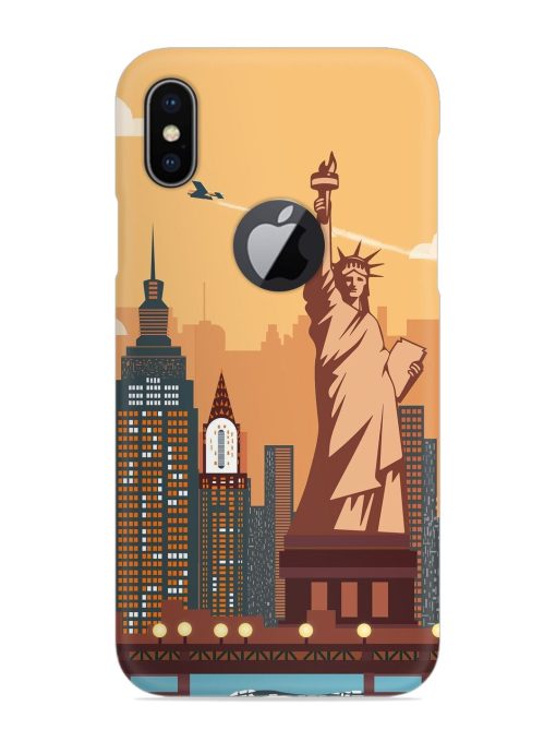 New York Statue Of Liberty Architectural Scenery Snap Case for Apple Iphone X (Logo Cut) Zapvi