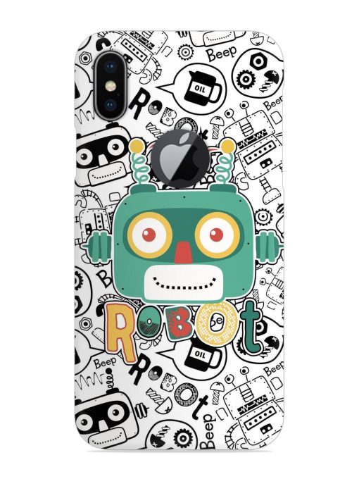 Robot Modern Seamless Pattern Snap Case for Apple Iphone X (Logo Cut) Zapvi