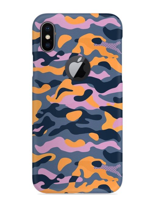 Camouflage Army Military English Orange Art Snap Case for Apple Iphone X (Logo Cut) Zapvi