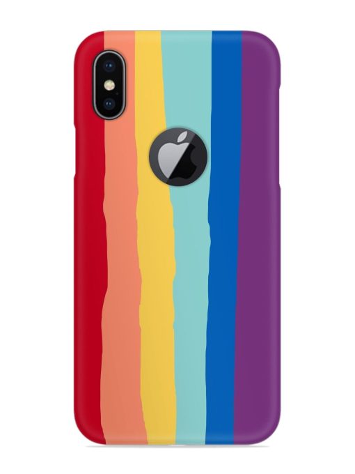 Rainbow Genuine Liquid Snap Case for Apple Iphone X (Logo Cut) Zapvi