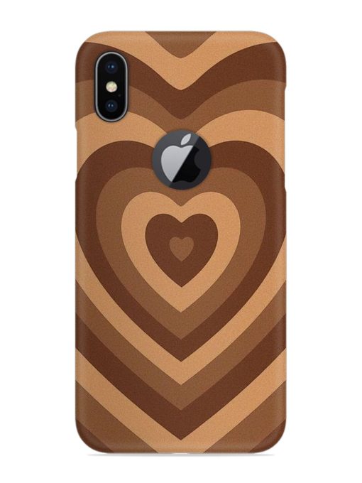 Brown Heart Snap Case for Apple Iphone X (Logo Cut) Zapvi