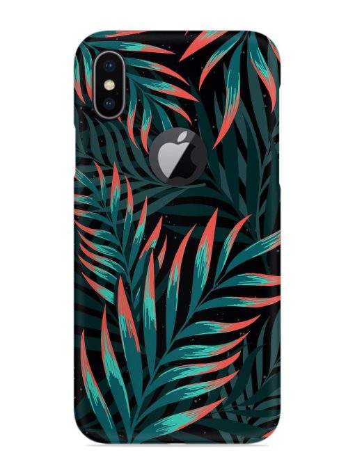 Green Leaf Art Snap Case for Apple Iphone X (Logo Cut)