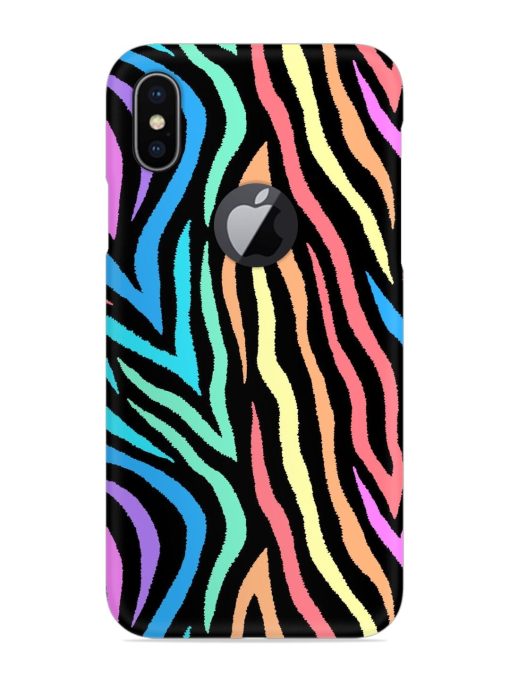 Colorful Abstract Zebra Snap Case for Apple Iphone X (Logo Cut) Zapvi