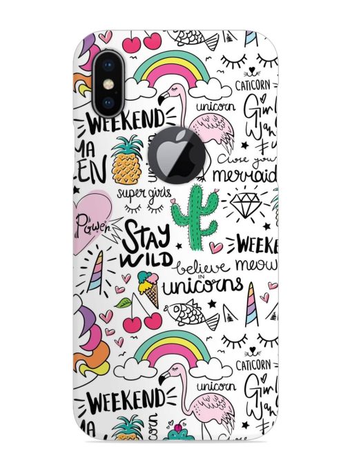 Unicorn Ice Cream Snap Case for Apple Iphone X (Logo Cut) Zapvi