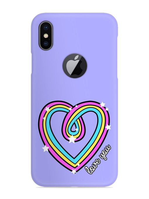 Colorful Rainbow Heart Snap Case for Apple Iphone X (Logo Cut) Zapvi