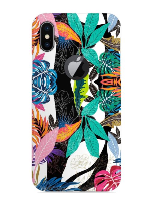 Floral Pattern Bright Snap Case for Apple Iphone X (Logo Cut)