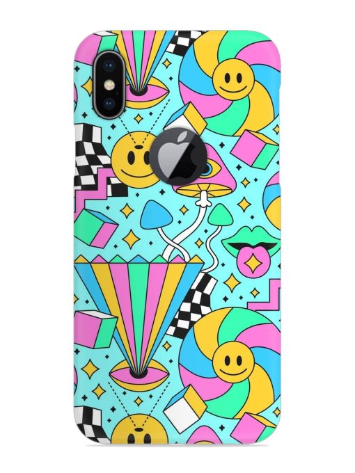 Trippy Rainbow 60S Snap Case for Apple Iphone X (Logo Cut)