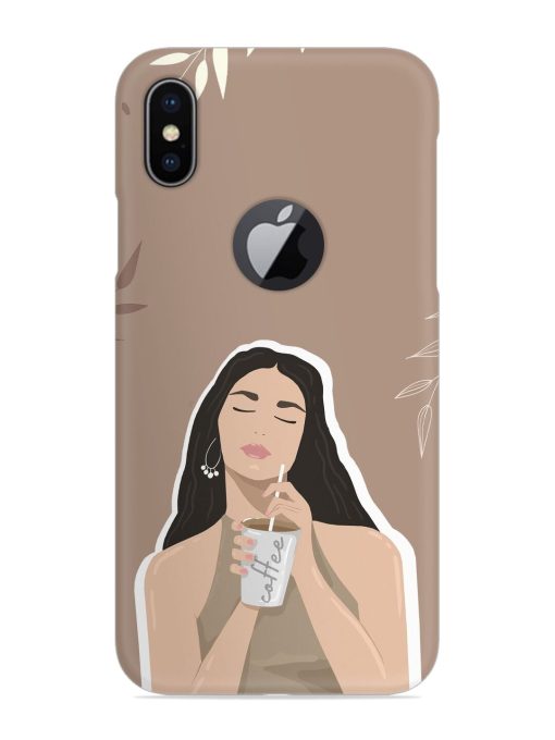 Girl With Coffee Snap Case for Apple Iphone X (Logo Cut) Zapvi