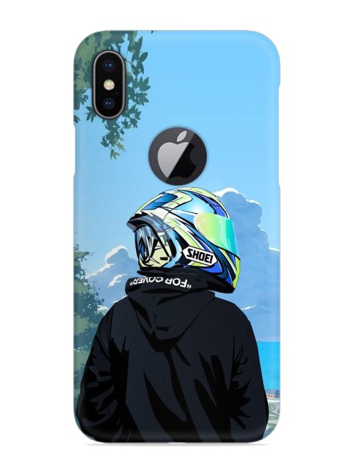 Rider With Helmet Snap Case for Apple Iphone X (Logo Cut) Zapvi