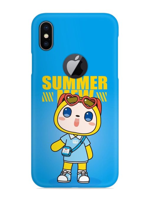 Summer Mew Cartoon Snap Case for Apple Iphone X (Logo Cut)