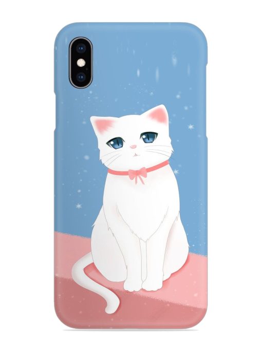 Cute White Cat Snap Case for Apple Iphone Xs