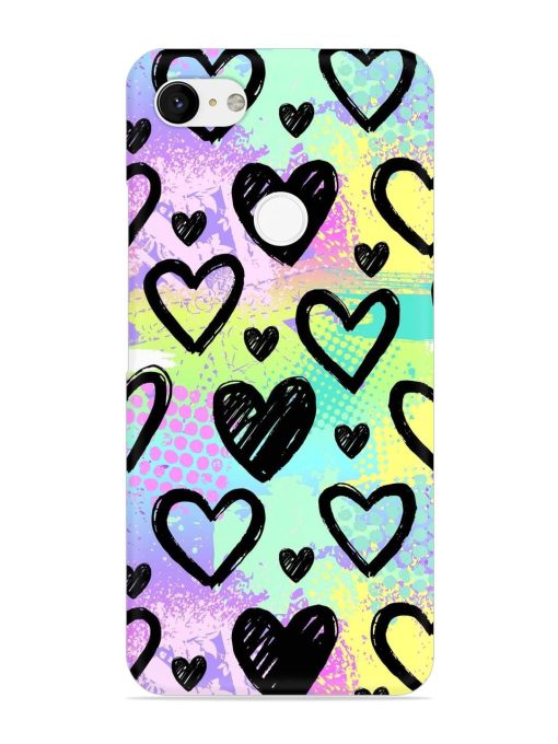 Bright Pattern Hearts Snap Case for Google Pixel 3 Xl Zapvi