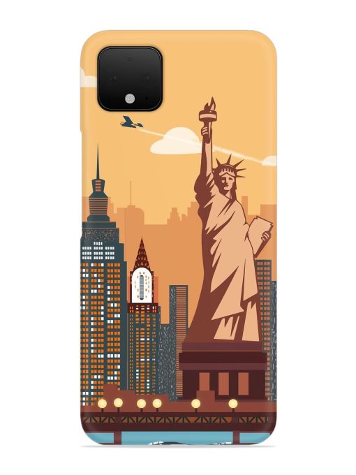 New York Statue Of Liberty Architectural Scenery Snap Case for Google Pixel 4 Zapvi