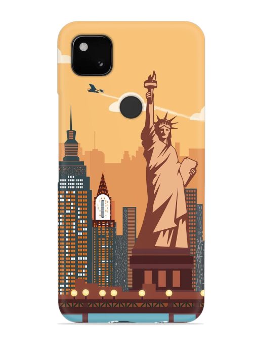 New York Statue Of Liberty Architectural Scenery Snap Case for Google Pixel 4A Zapvi