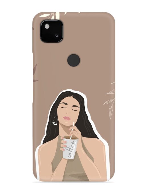 Girl With Coffee Snap Case for Google Pixel 4A Zapvi