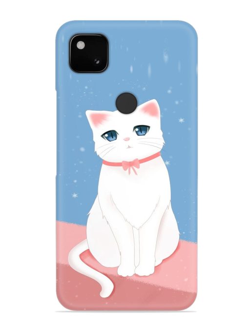 Cute White Cat Snap Case for Google Pixel 4A Zapvi