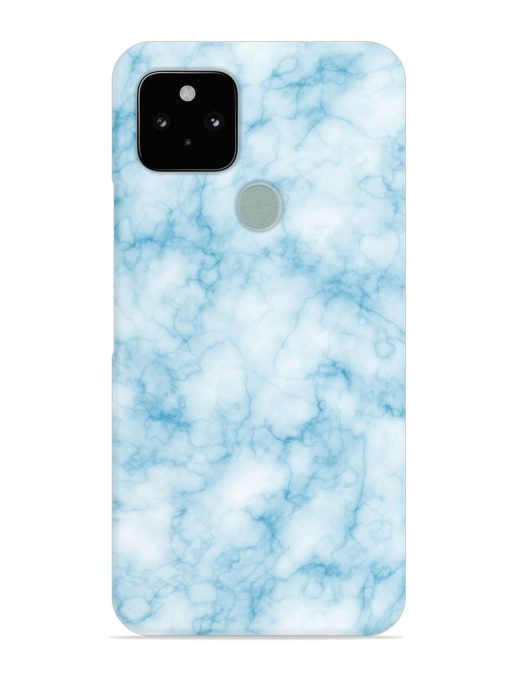 Blue White Natural Marble Snap Case for Google Pixel 5 Zapvi